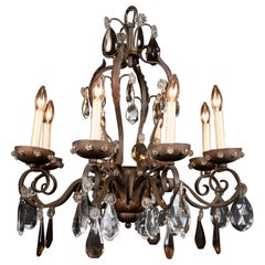 Lustre en fer et cristal Louis XV du 19ème siècle