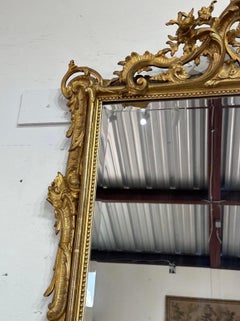 French 19th Century Louis XV Large Giltwood Wall Mirror