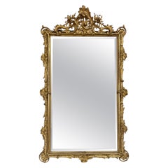 French 19th Century Louis XV Large Giltwood Wall Mirror