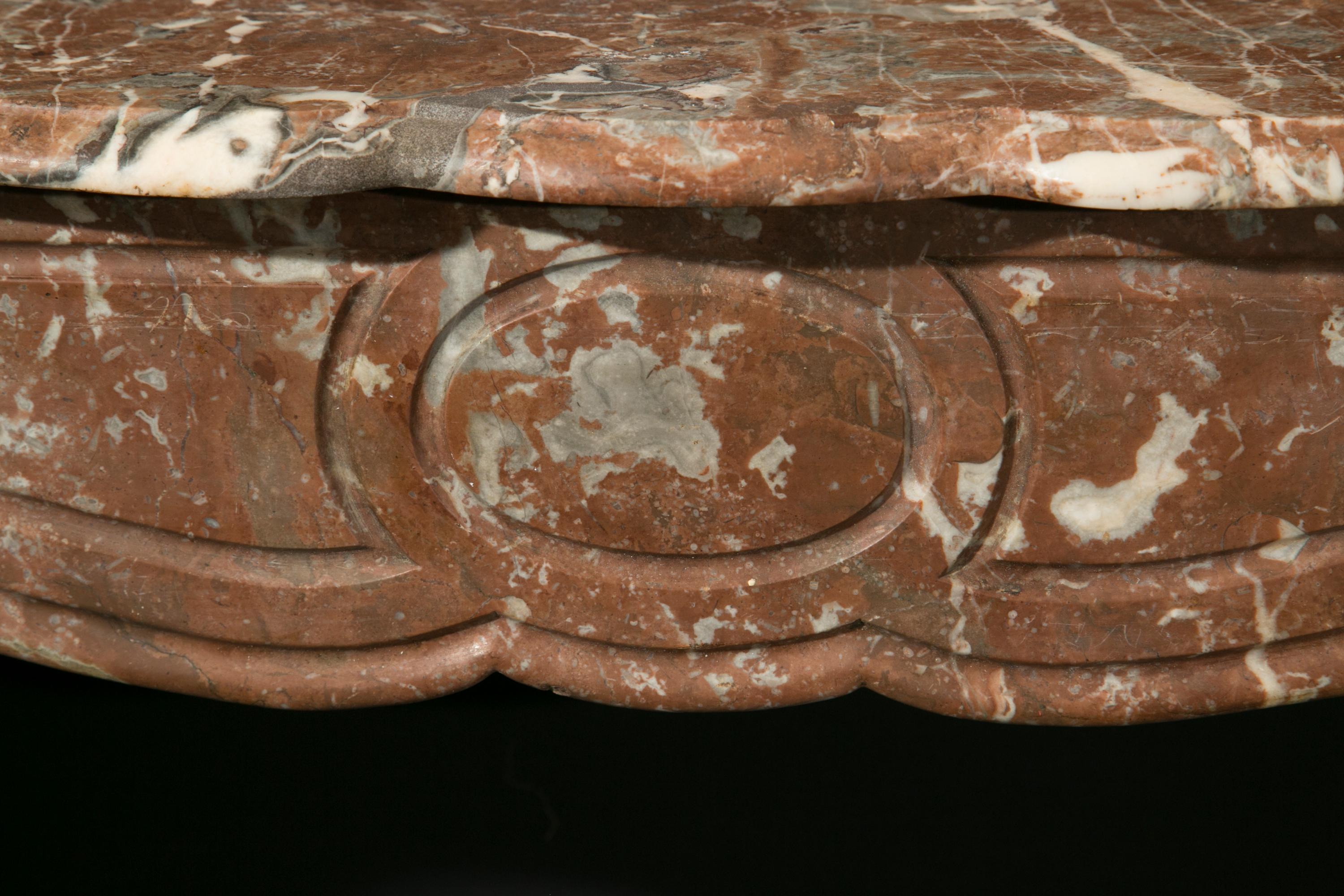 French 19th Century Louis XV Marble Mantel In Good Condition For Sale In New Orleans, LA