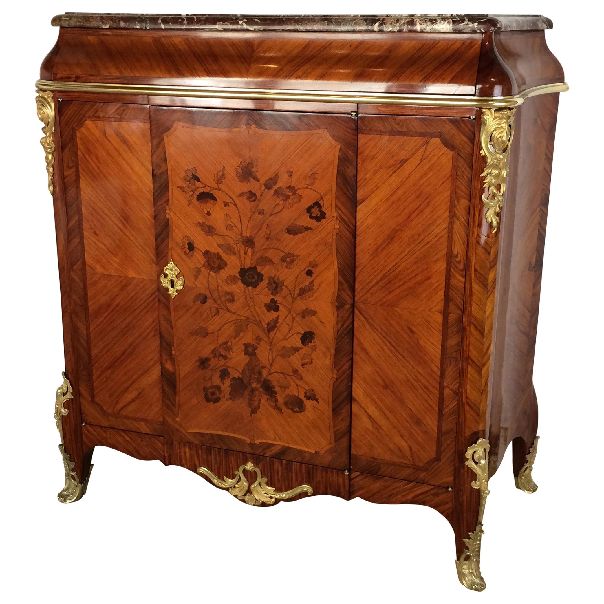 French 19th Century Louis XV Style Marquetry Cabinet manner of Paul Sormani For Sale