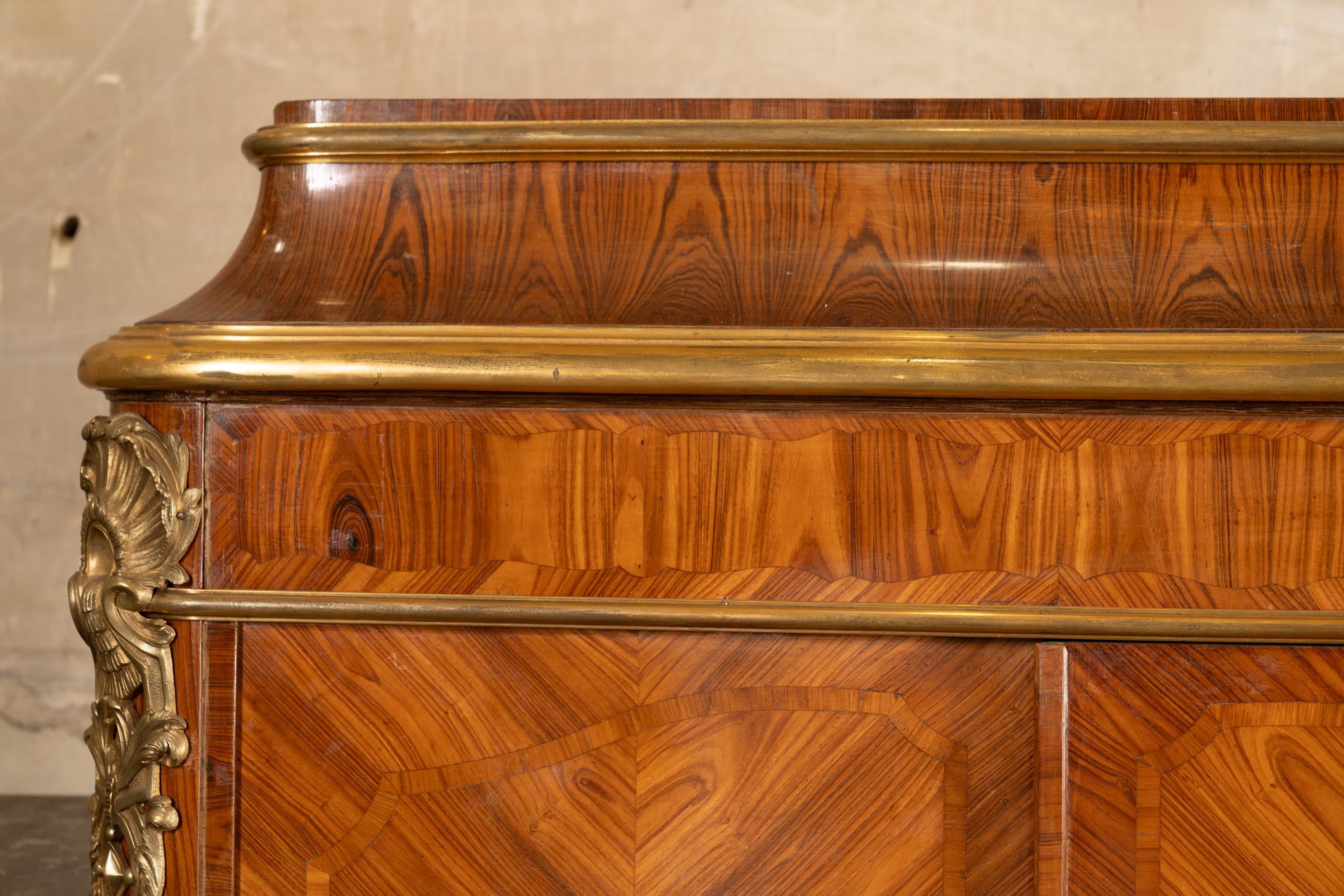French 19th Century Louis XV Marquetry Cabinet with  Bronze D'ore Mounts For Sale 1