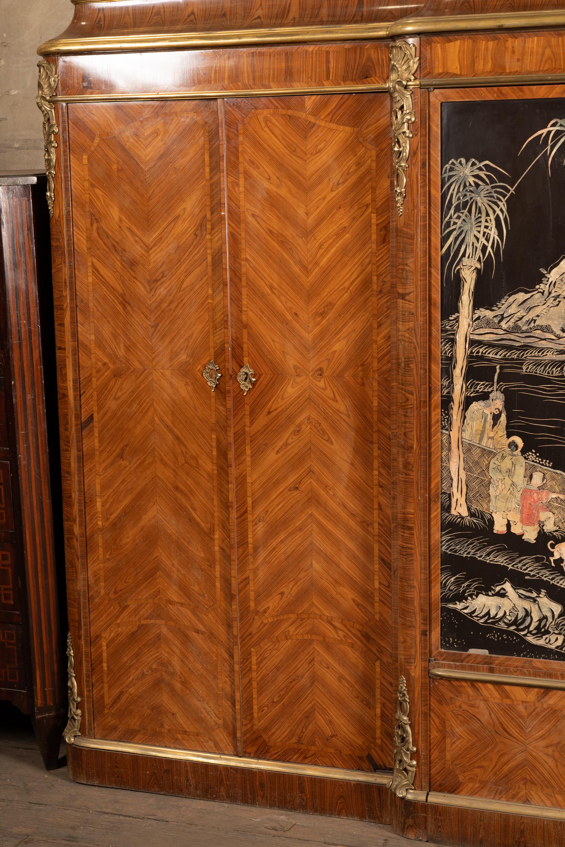 French 19th Century Louis XV Marquetry Cabinet with  Bronze D'ore Mounts For Sale 4