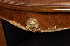 French 19th Century Louis XV Marquetry Dining Table Bronze D'ore Mounts and Leaf