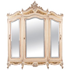 French 19th Century Louis XV Mirrored Armoire