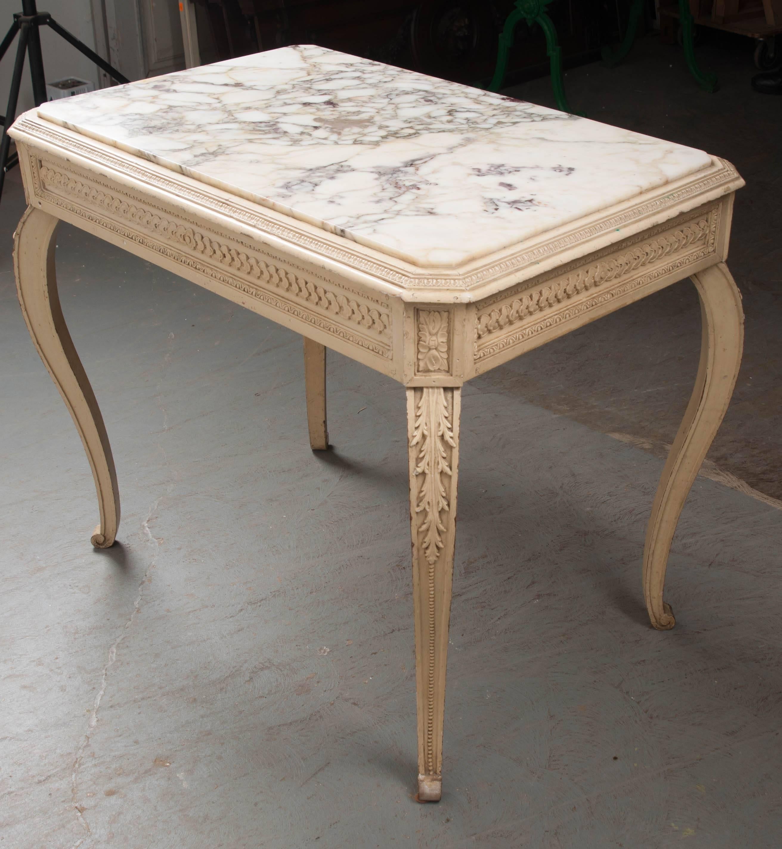 French 19th Century Louis XV Painted Marble-Top Table For Sale 5