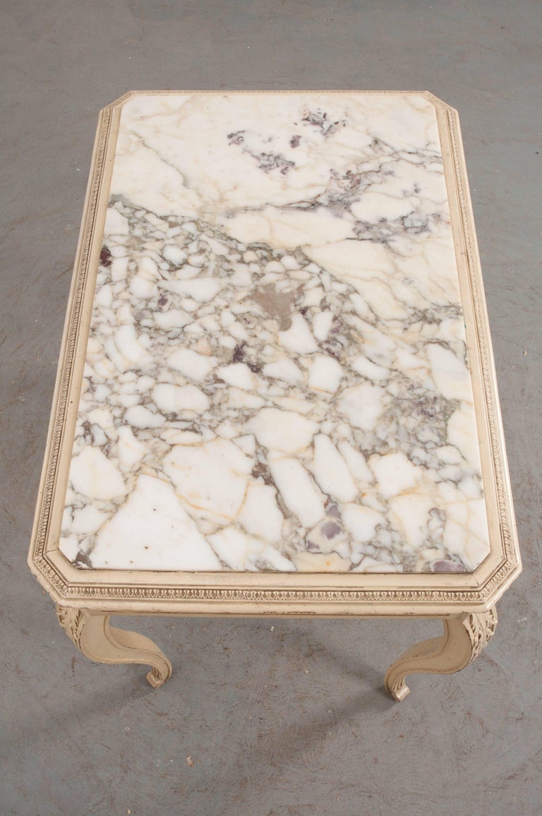 French 19th Century Louis XV Painted Marble-Top Table For Sale at 1stDibs