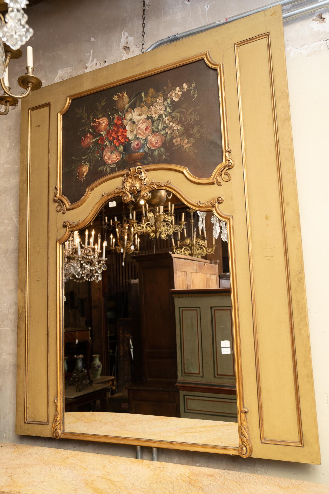Französisch 19. Jahrhundert Louis XV gemalt Trumeau im Angebot 1