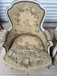 Französische Bergère-Stühle aus bemaltem Nussbaumholz im Louis-XV-Stil aus dem 19. Jahrhundert – 2er-Set