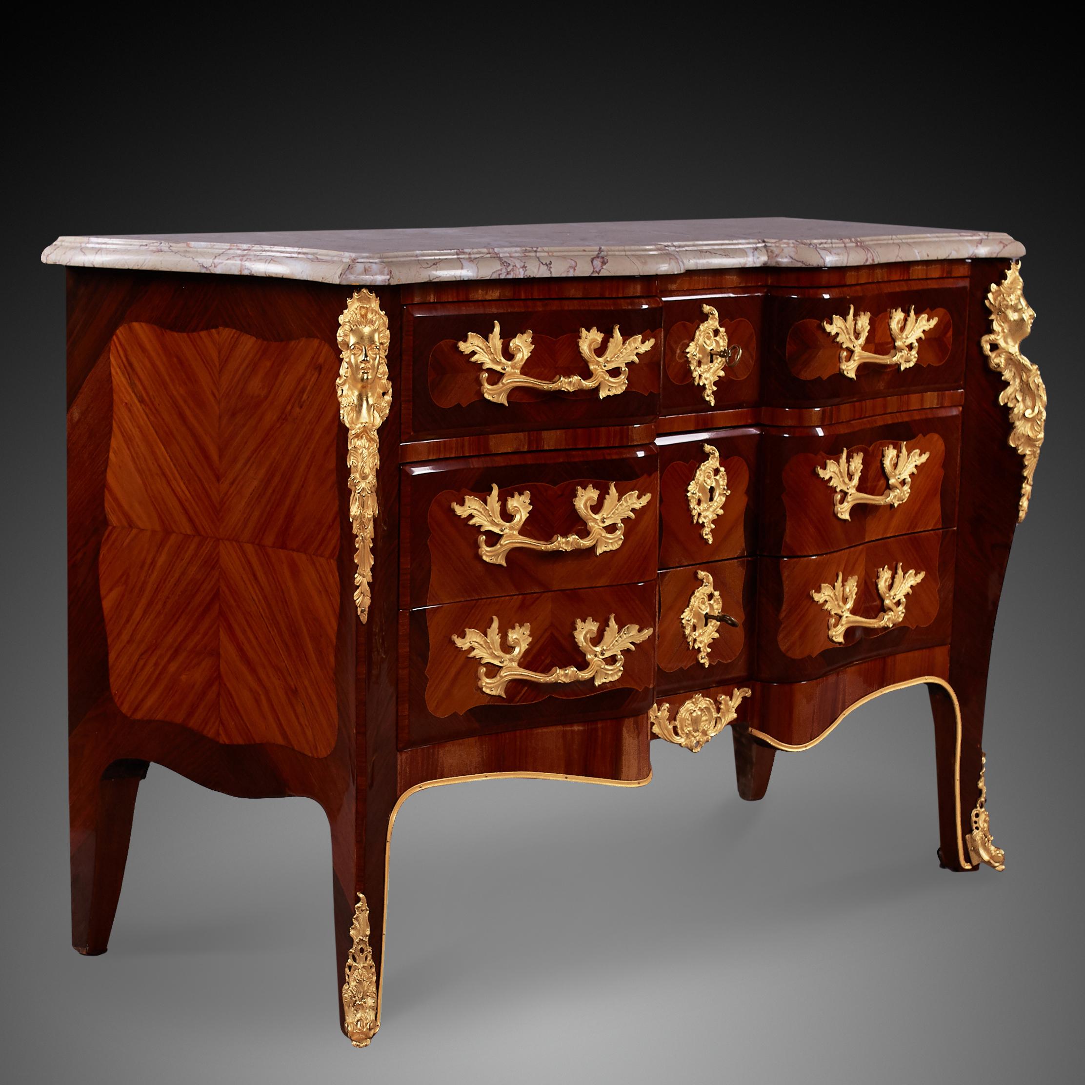 French 19th century Louis XV Period commode styl Rococo. This cabinet is after very good quality renovation.