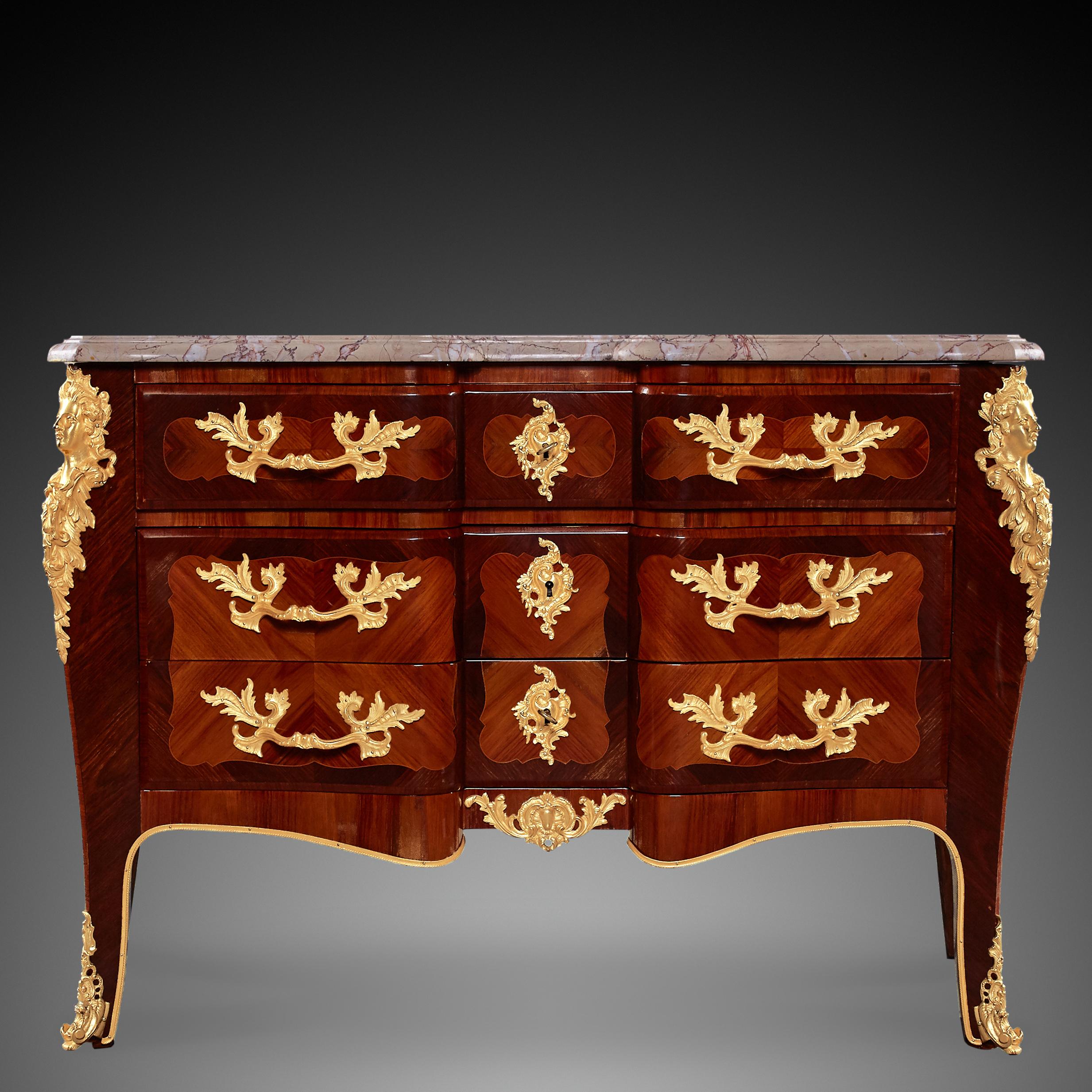 Gilt French 19th Century Louis XV Period Commode Styl Rococo For Sale
