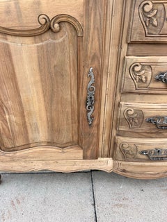 French 19th Century Louis XV Provincial Bleached Solid Walnut Two Door Buffet