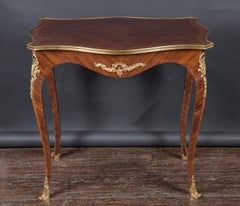 French 19th Century Louis XV Satinwood Table with Bronze Mounts