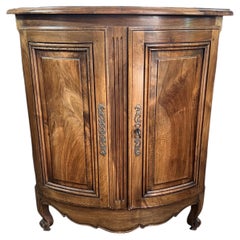 French 19th Century Louis XV Solid Walnut Corner Cabinet