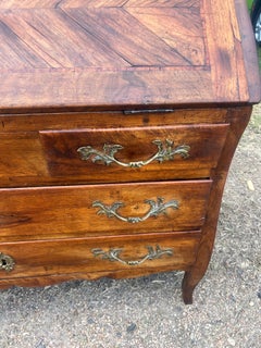 French 19th Century Louis XV Solid Walnut Secretaire Writing Desk