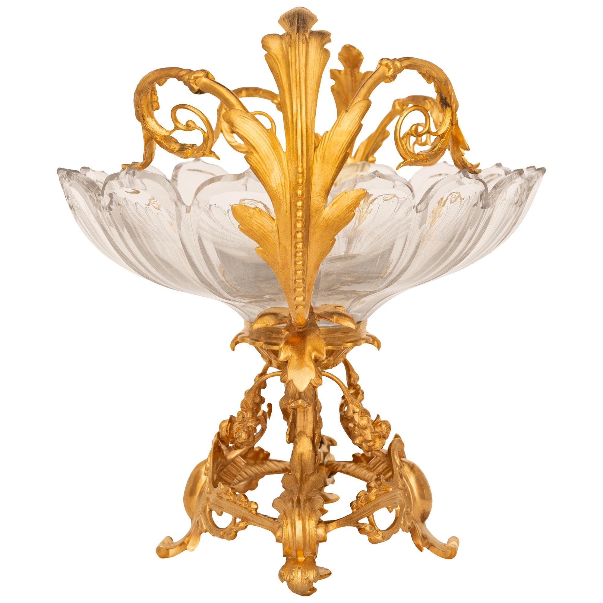 19th Century French 19th century Louis XV st. Baccarat Crystal and Ormolu centerpiece For Sale