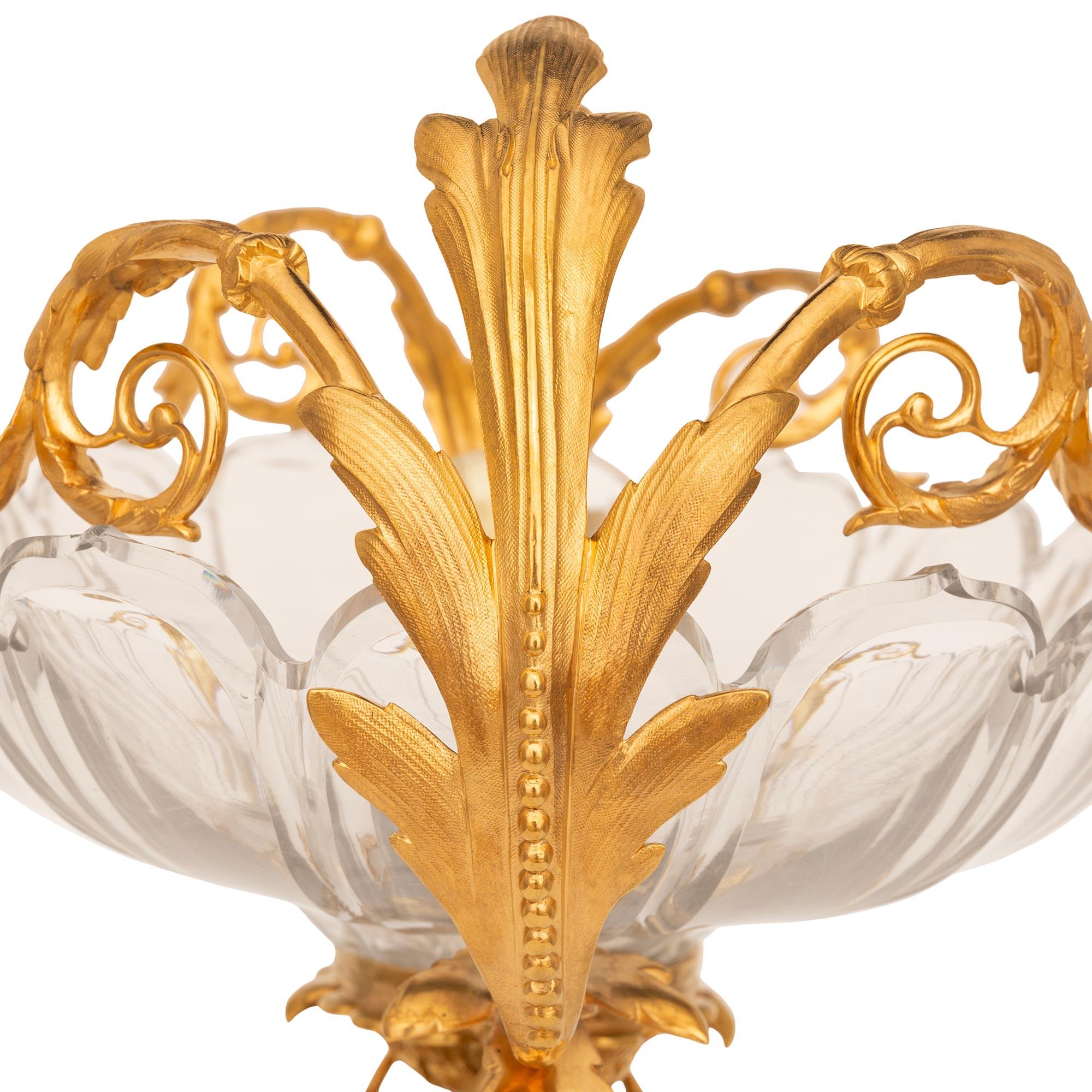 French 19th century Louis XV st. Baccarat Crystal and Ormolu centerpiece For Sale 1