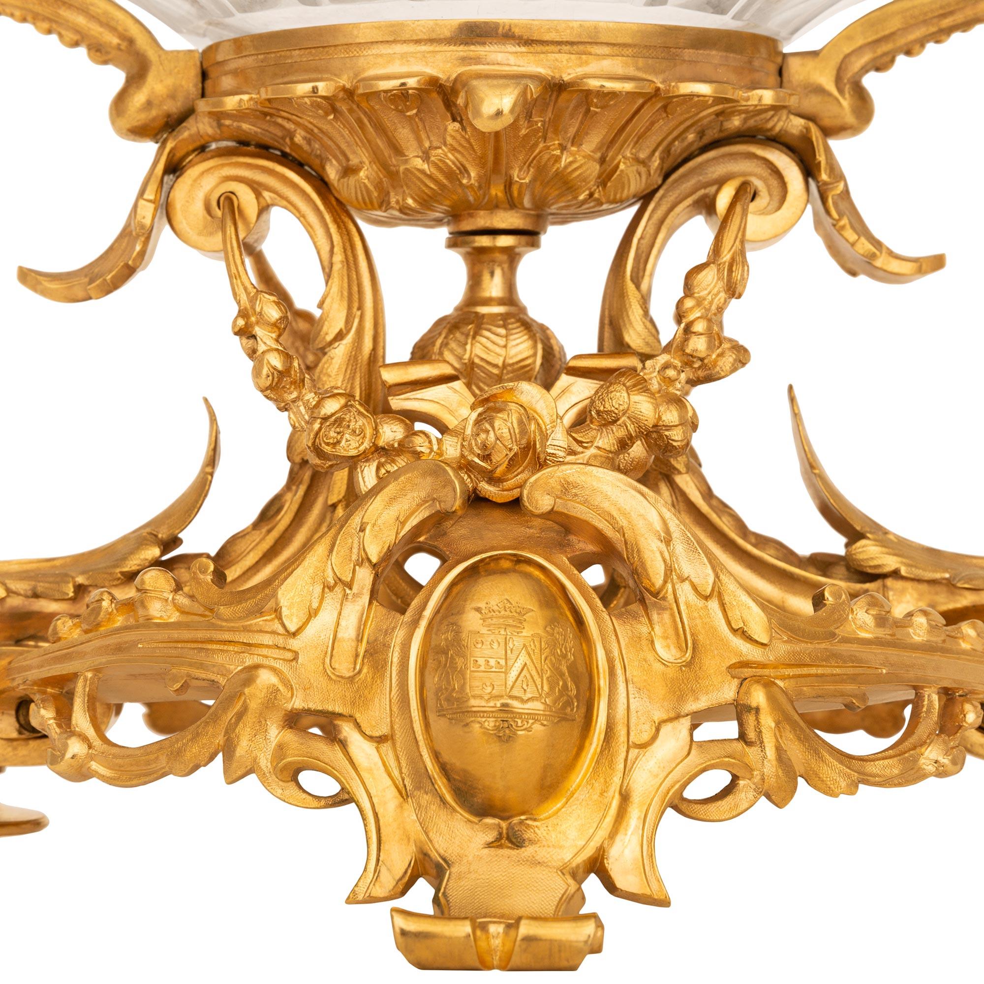 French 19th century Louis XV st. Baccarat Crystal and Ormolu centerpiece For Sale 3