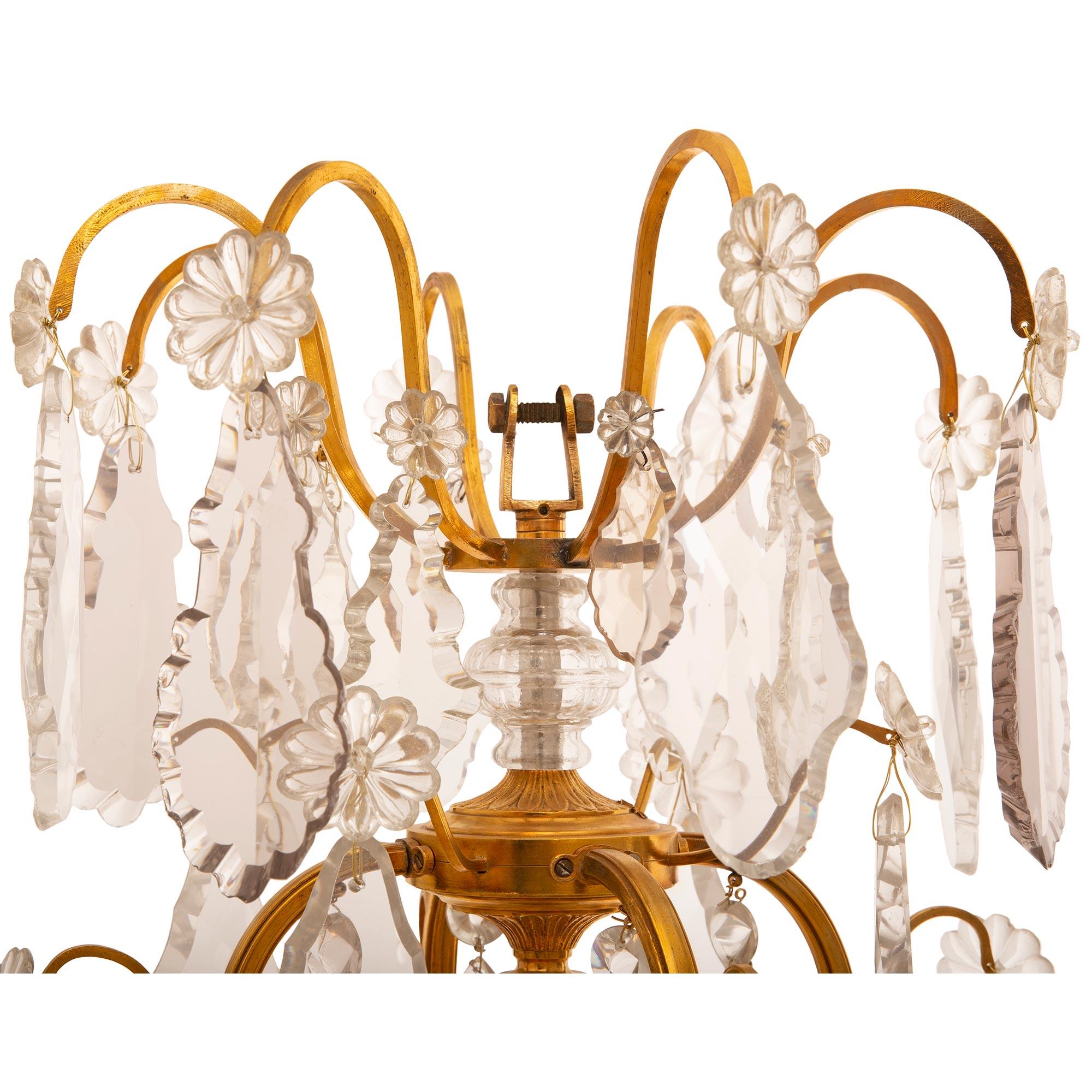 French 19th Century Louis XV St. Baccarat Crystal and Ormolu Chandelier In Good Condition For Sale In West Palm Beach, FL