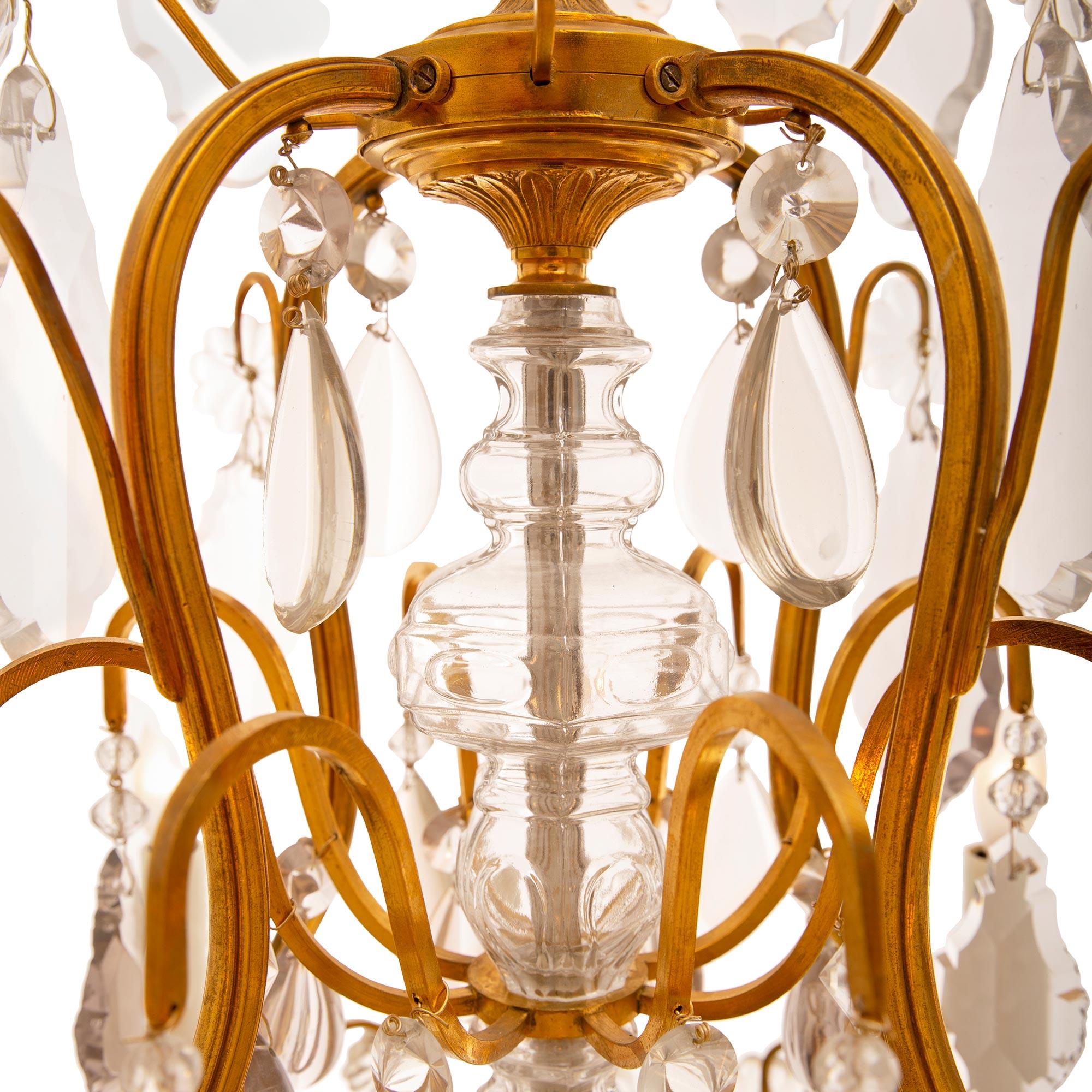 French 19th Century Louis XV St. Baccarat Crystal and Ormolu Chandelier For Sale 1