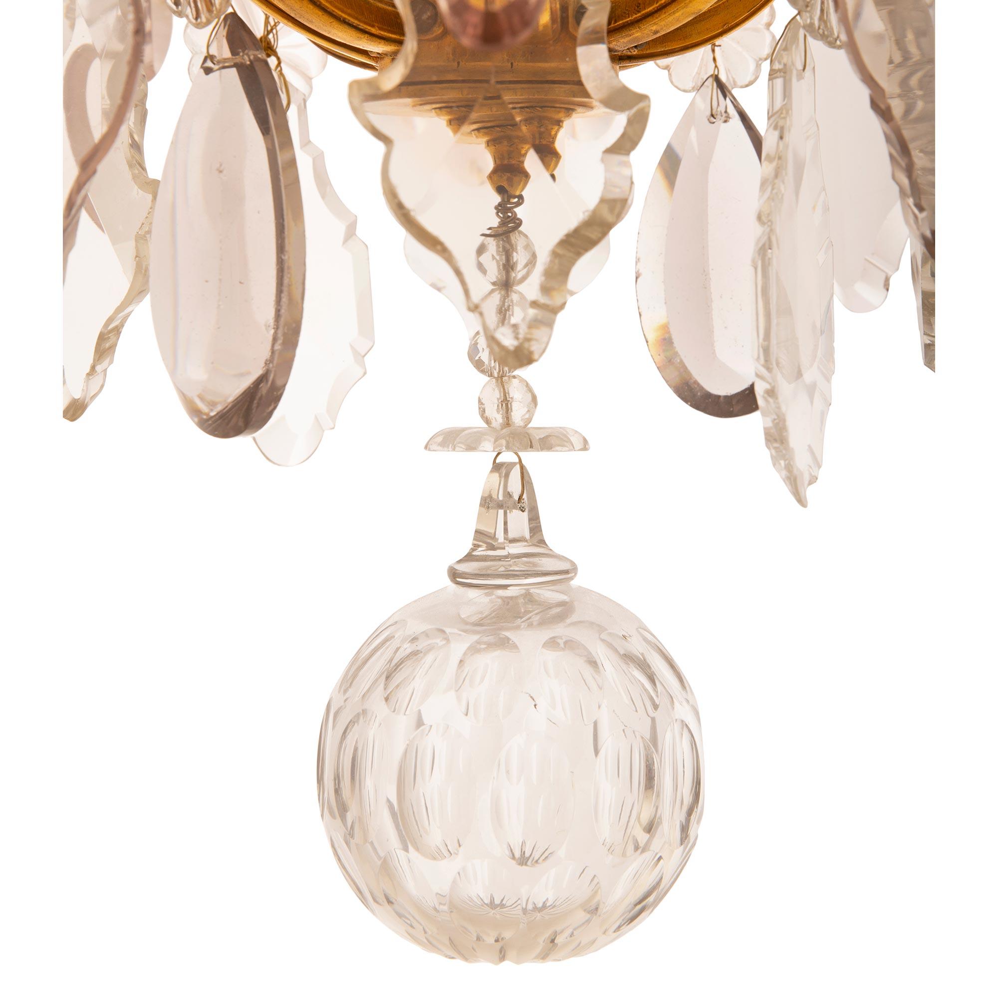 French 19th Century Louis XV St. Baccarat Crystal and Ormolu Chandelier For Sale 3