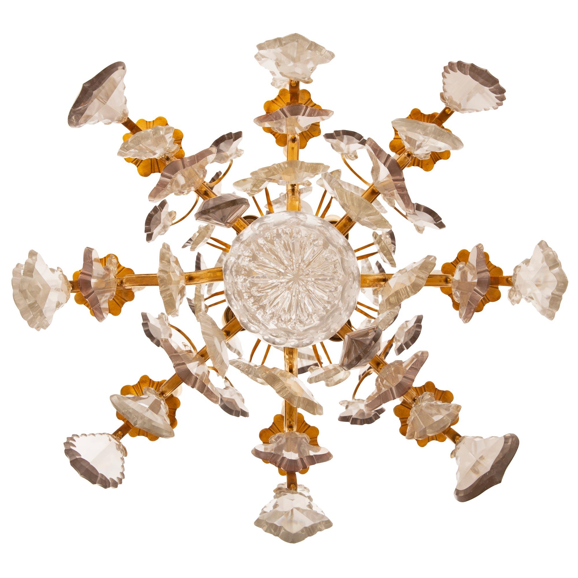 French 19th Century Louis XV St. Baccarat Crystal and Ormolu Chandelier For Sale 4