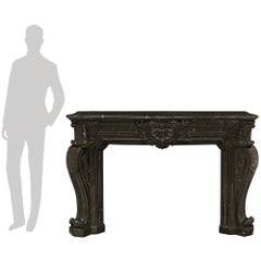French 19th century Louis XV st. Belgian Blue marble mantel