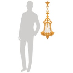 French 19th century Louis XV st. Belle Epoque Period Ormolu and Glass lantern