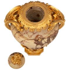 French 19th Century Louis XV St. Brèche Violette Marble and Ormolu Urn