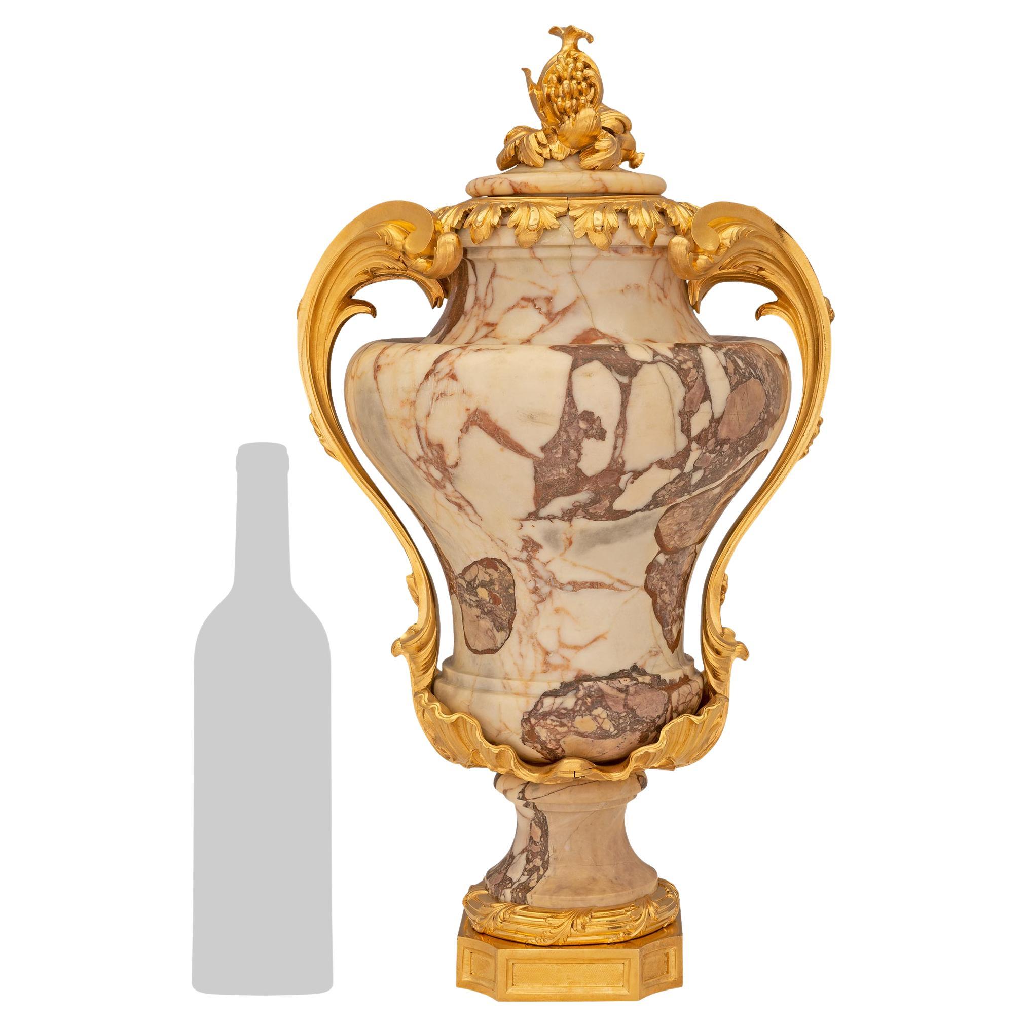 French 19th Century Louis XV St. Brèche Violette Marble and Ormolu Urn For Sale