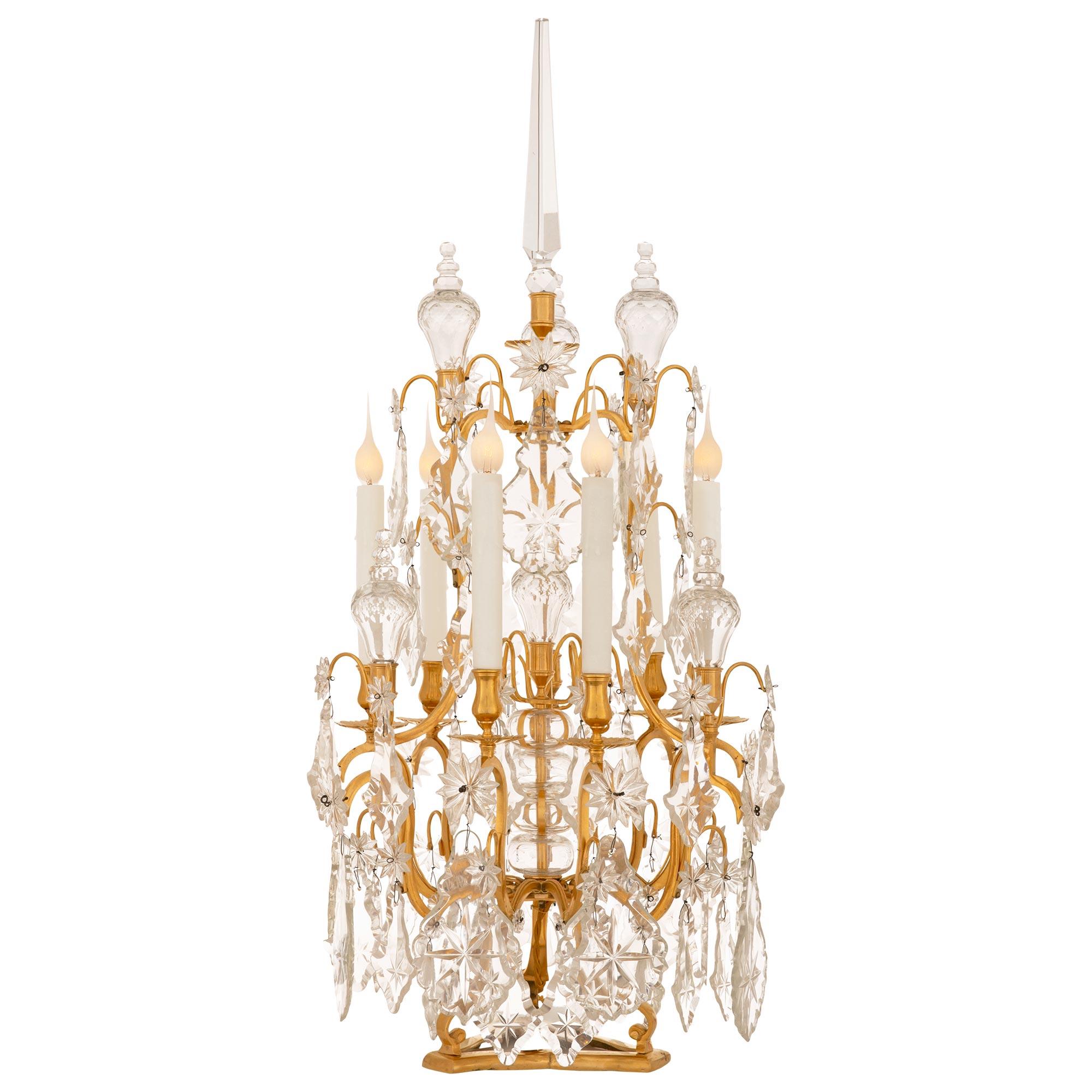 Girándolas francesas del siglo XIX de St. Louis Crystal, Cristal y Ormolu Luis XV en venta