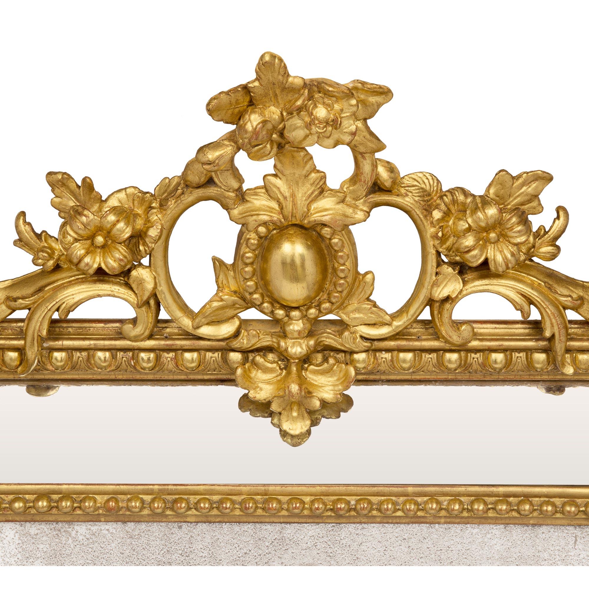 French 19th Century Louis XV St. Double Framed Giltwood Mirror In Good Condition In West Palm Beach, FL