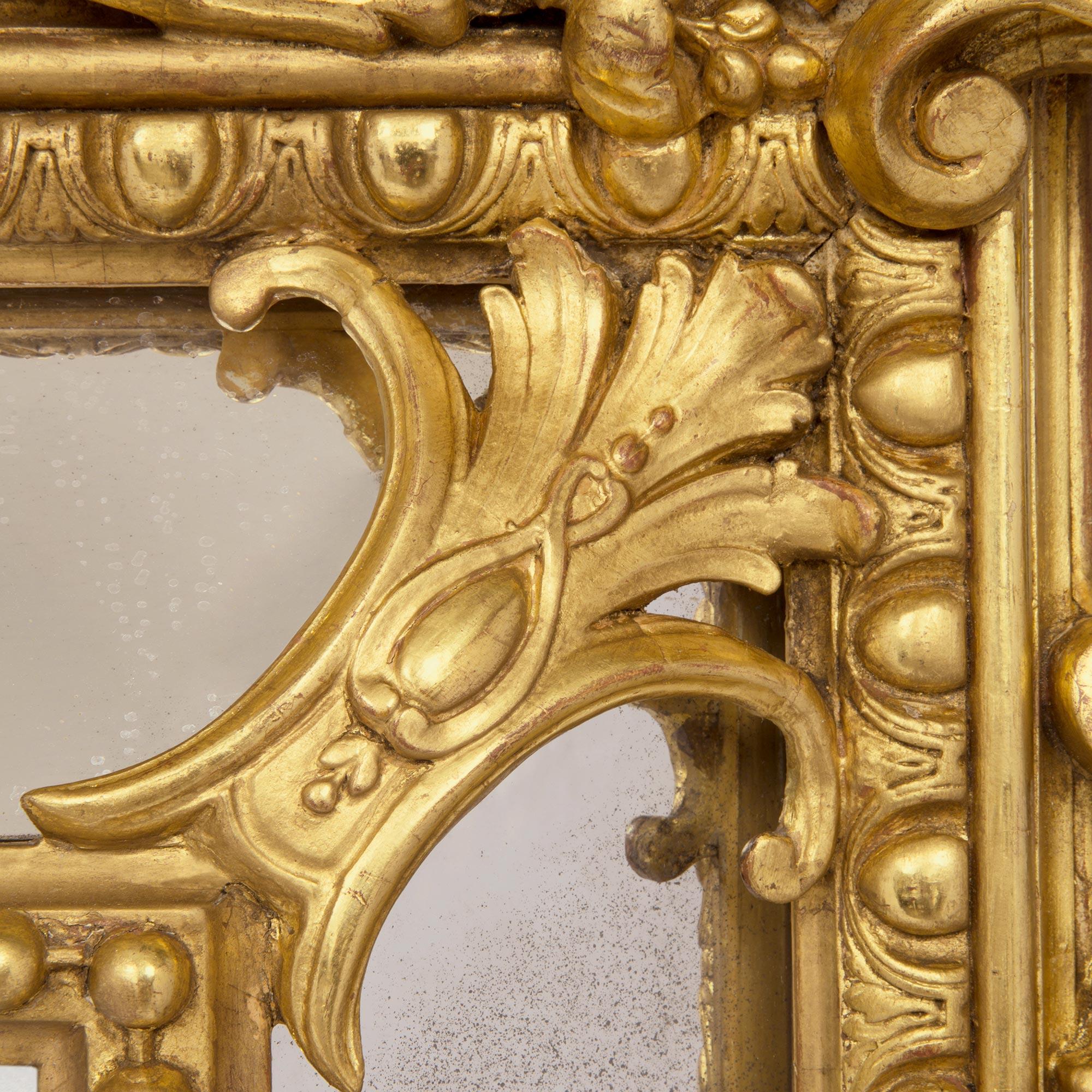 French 19th Century Louis XV St. Double Framed Giltwood Mirror 2