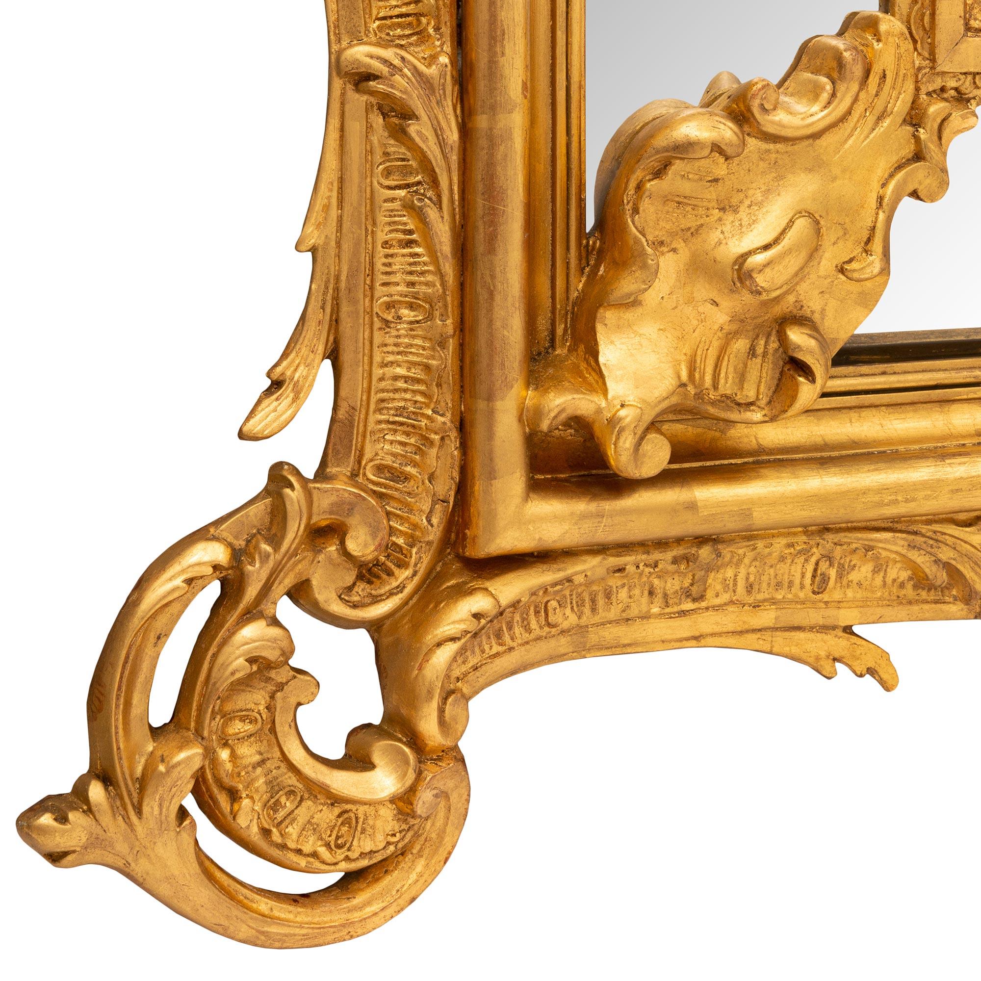 French 19th Century Louis XV St. Double Framed Giltwood Mirror For Sale 4