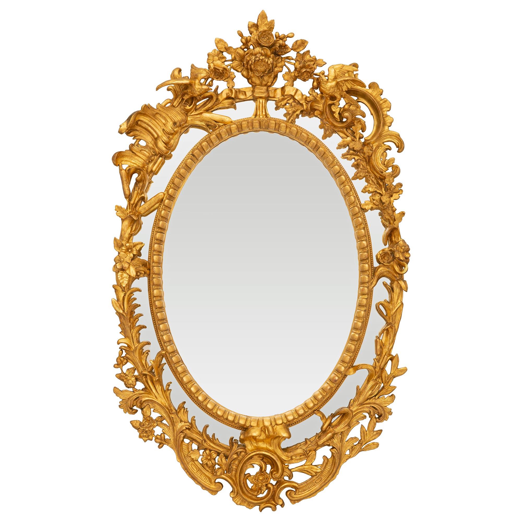 French 19th Century Louis XV St. Double Framed Giltwood Mirror For Sale 6