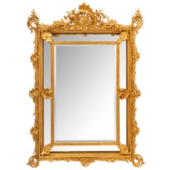 French 19th Century Louis XV St. Double Framed Giltwood Mirror
