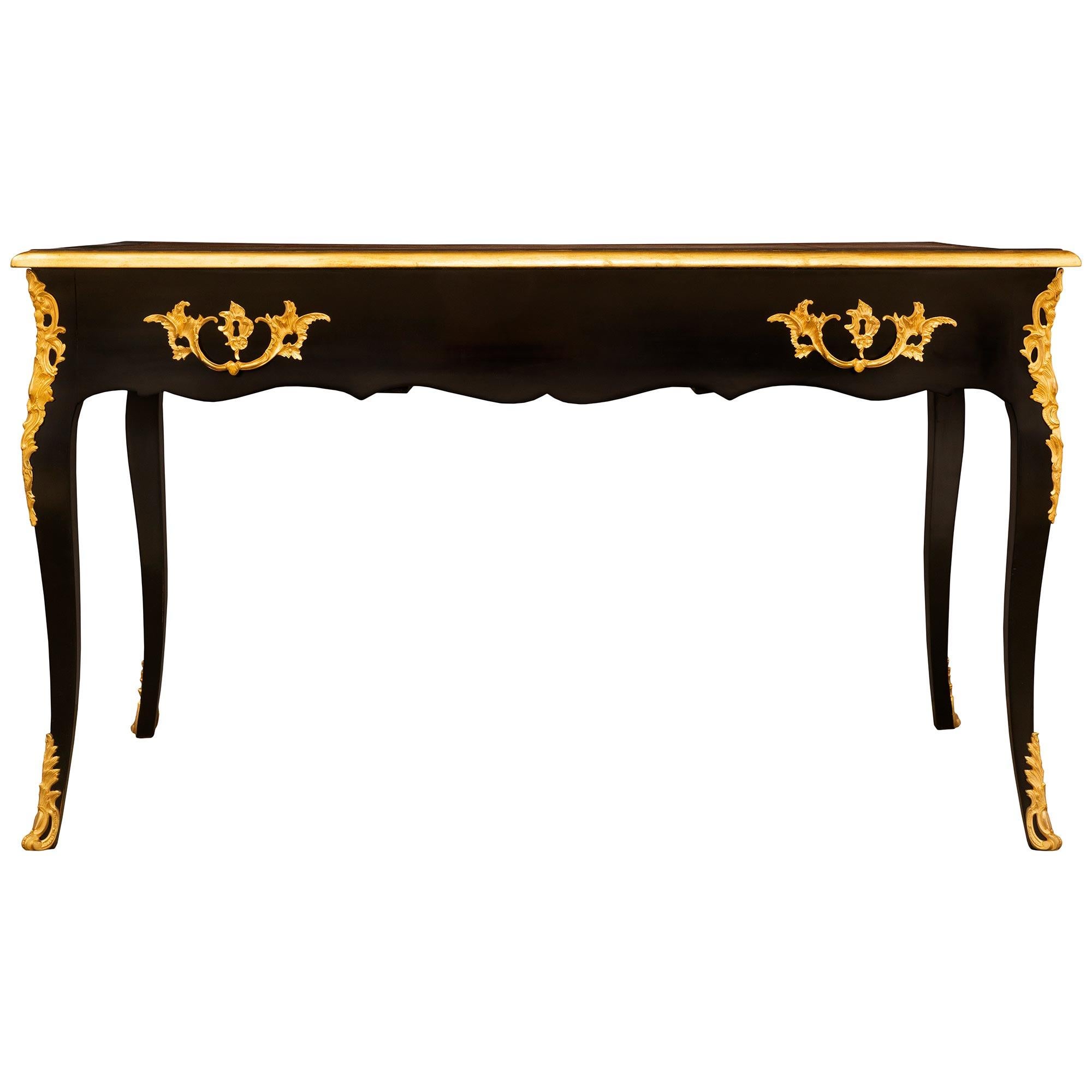 French 19th Century Louis XV St. Ebonized Fruitwood And Ormolu Desk For Sale 7