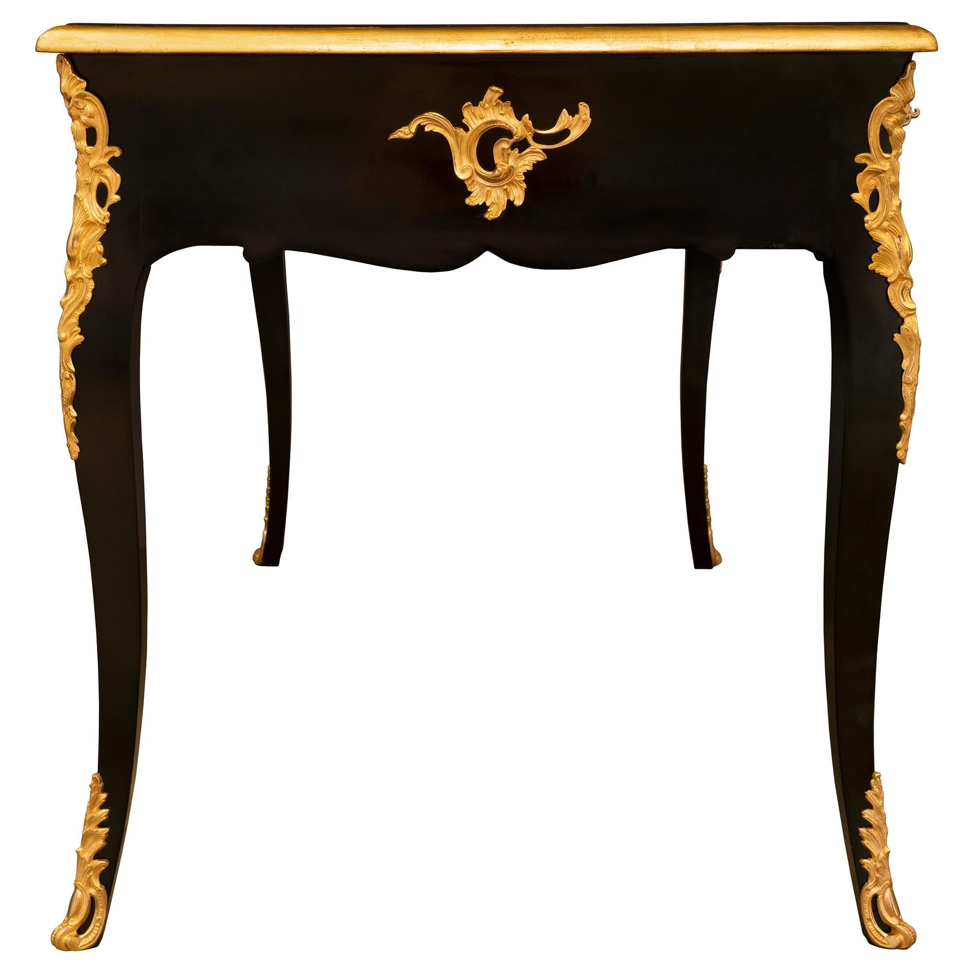 French 19th Century Louis XV St. Ebonized Fruitwood And Ormolu Desk For Sale 1