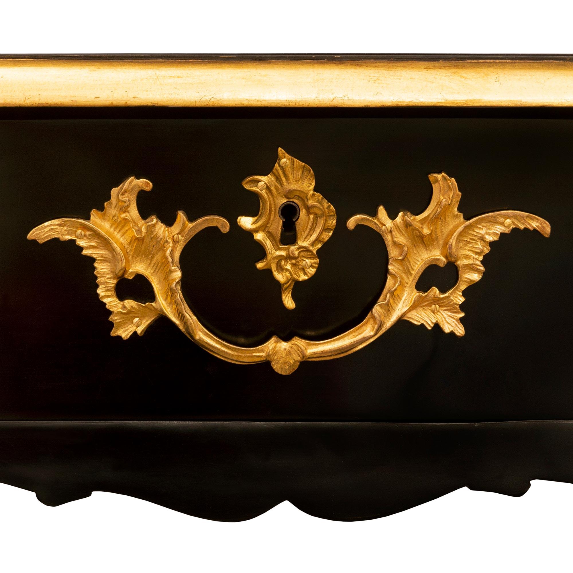 French 19th Century Louis XV St. Ebonized Fruitwood And Ormolu Desk For Sale 3