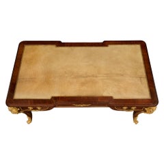 French 19th Century Louis XV Style Flamed Mahogany and Ormolu Bureau Plat Desk
