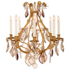 French 19th Century Louis XV St. Gilt Metal and Baccarat Crystal Chandelier