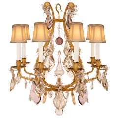 Used French 19th Century Louis XV St. Gilt Metal and Baccarat Crystal Chandelier