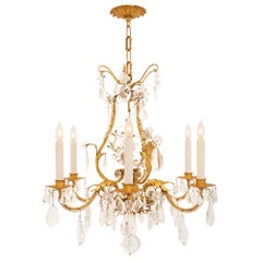 French 19th Century Louis XV St. Gilt Metal and Crystal Chandelier