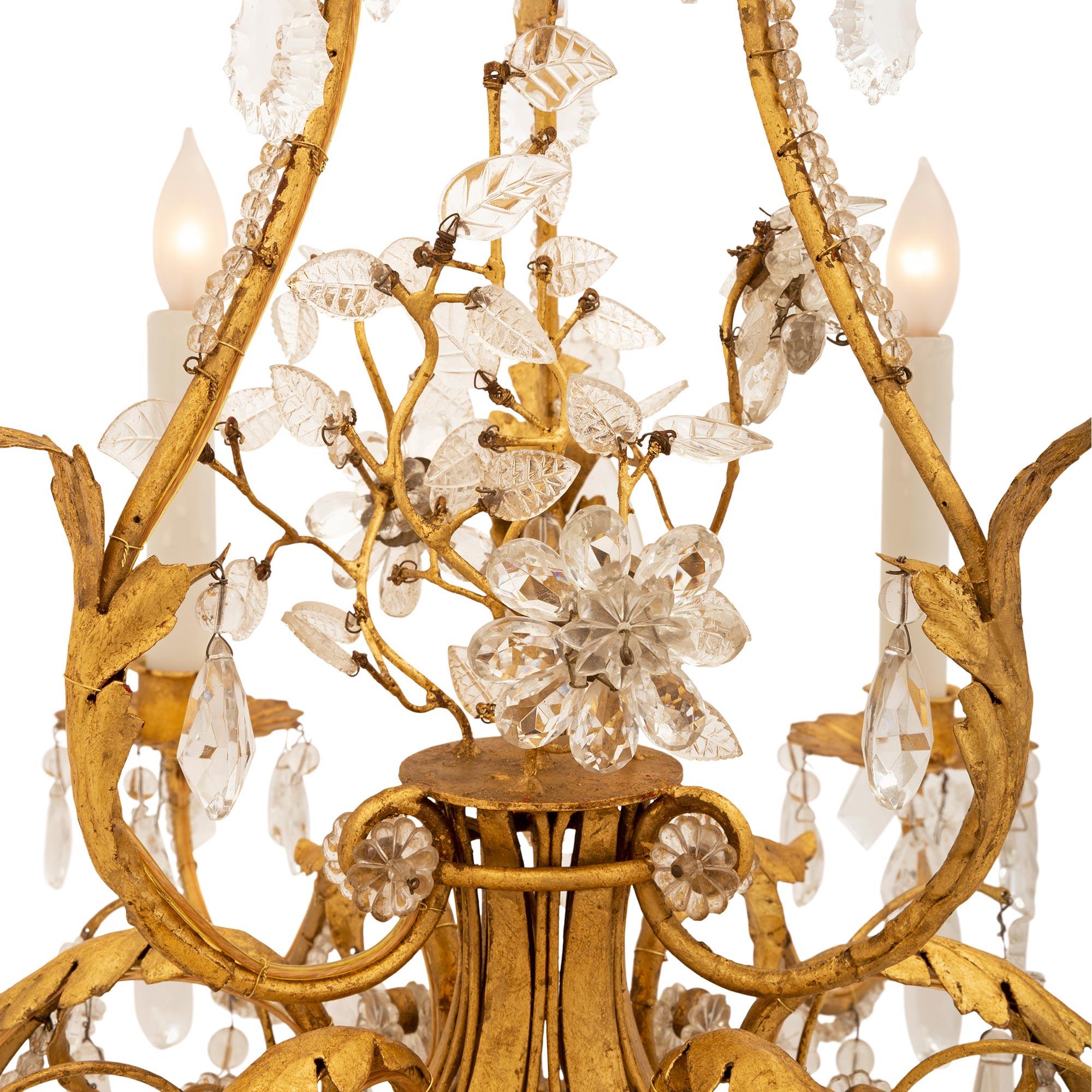 French 19th Century Louis XV St. Gilt Metal and Crystal Chandelier For Sale 2