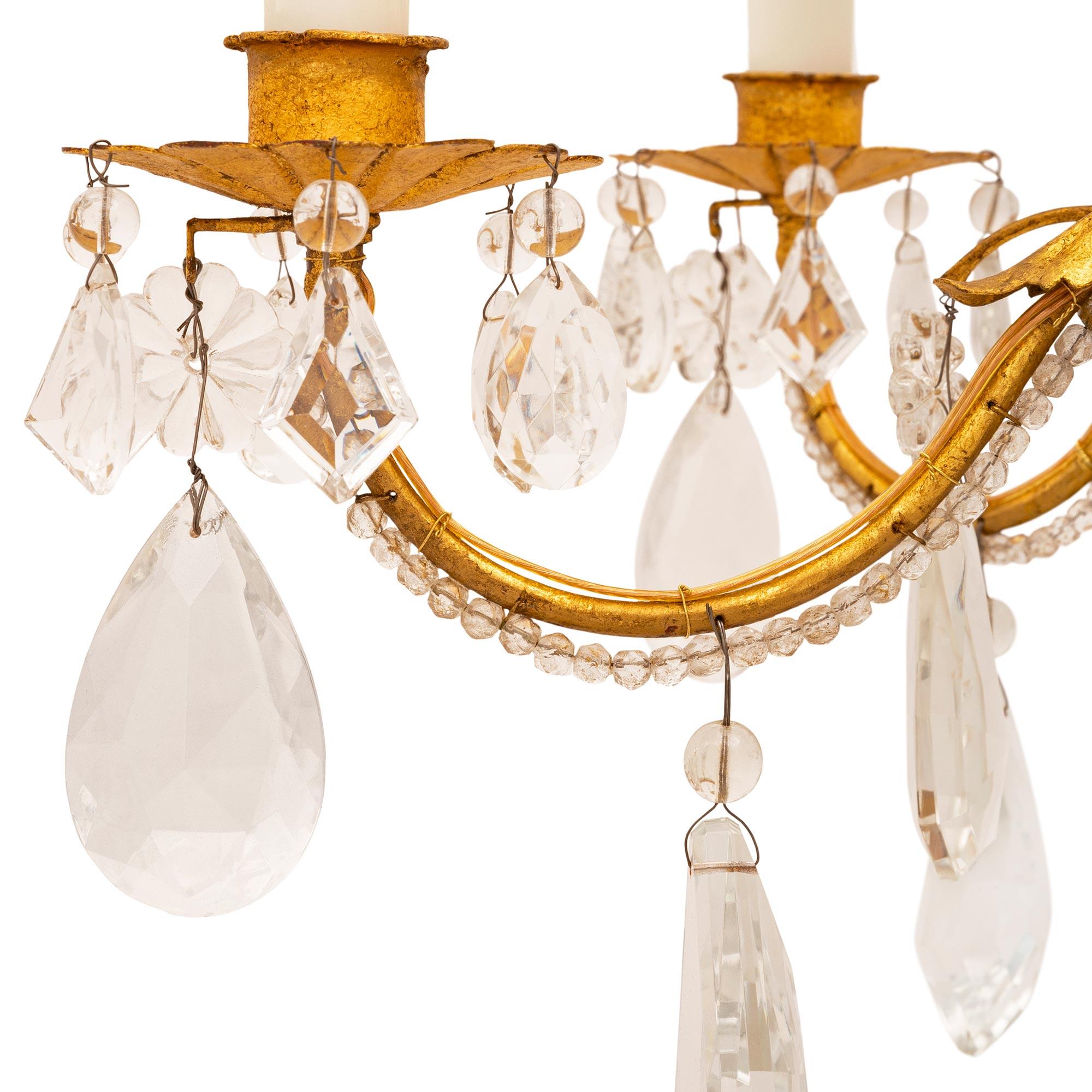French 19th Century Louis XV St. Gilt Metal and Crystal Chandelier For Sale 4