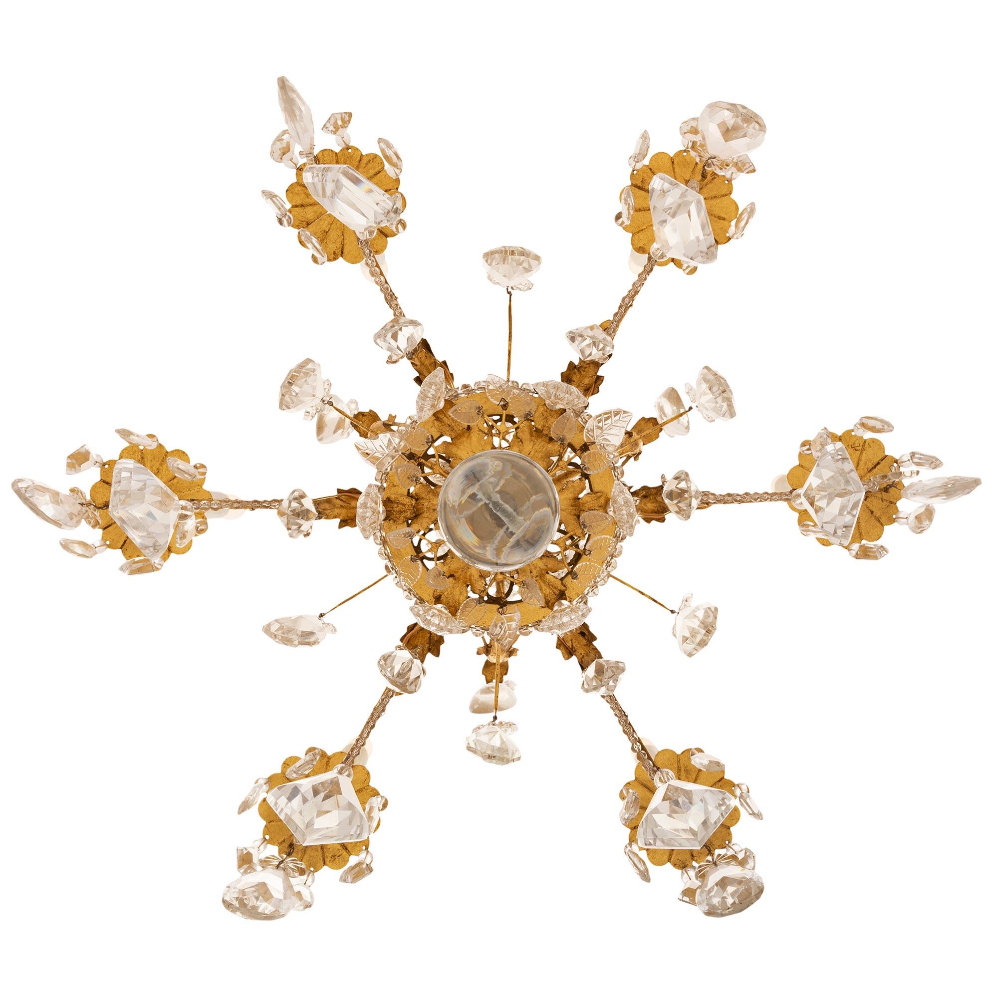 French 19th Century Louis XV St. Gilt Metal and Crystal Chandelier For Sale 6