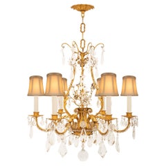 French 19th Century Louis XV St. Gilt Metal and Crystal Chandelier