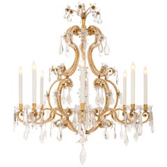 French 19th century Louis XV st. Gilt Metal and cut Glass chandelier