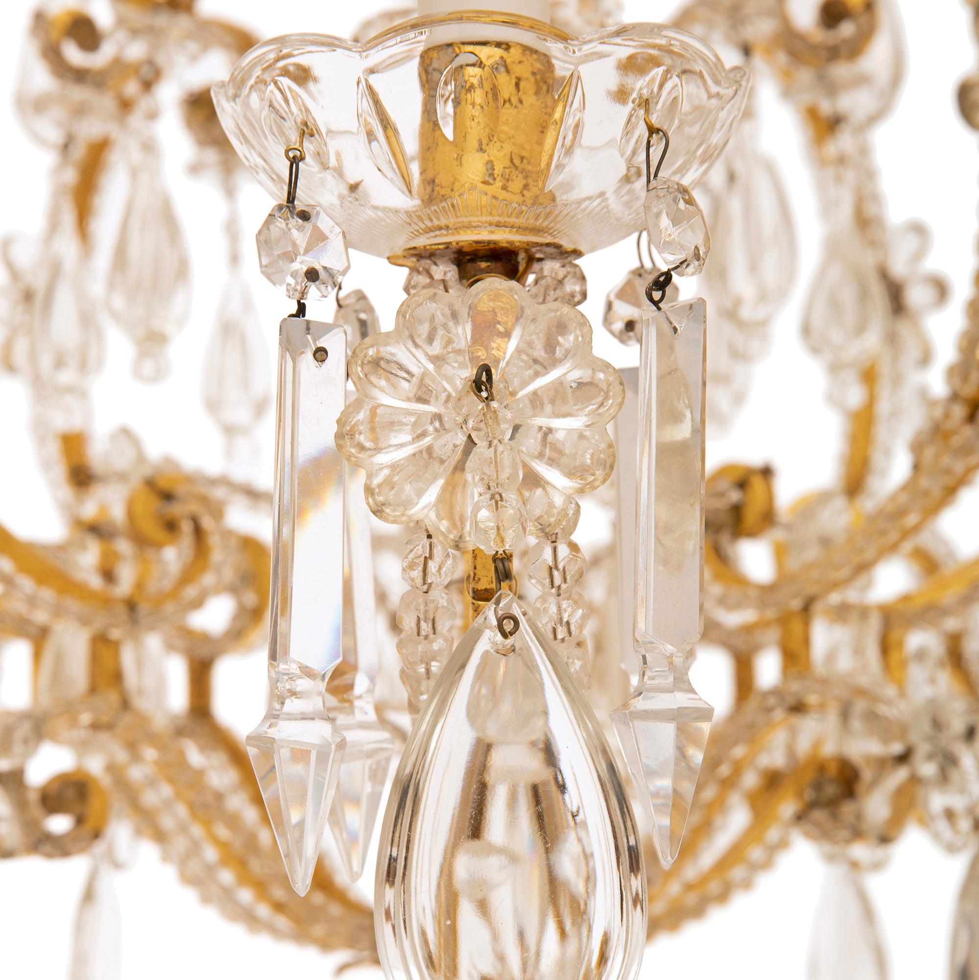 French 19th century Louis XV st. Gilt Metal and cut Glass chandelier For Sale 2