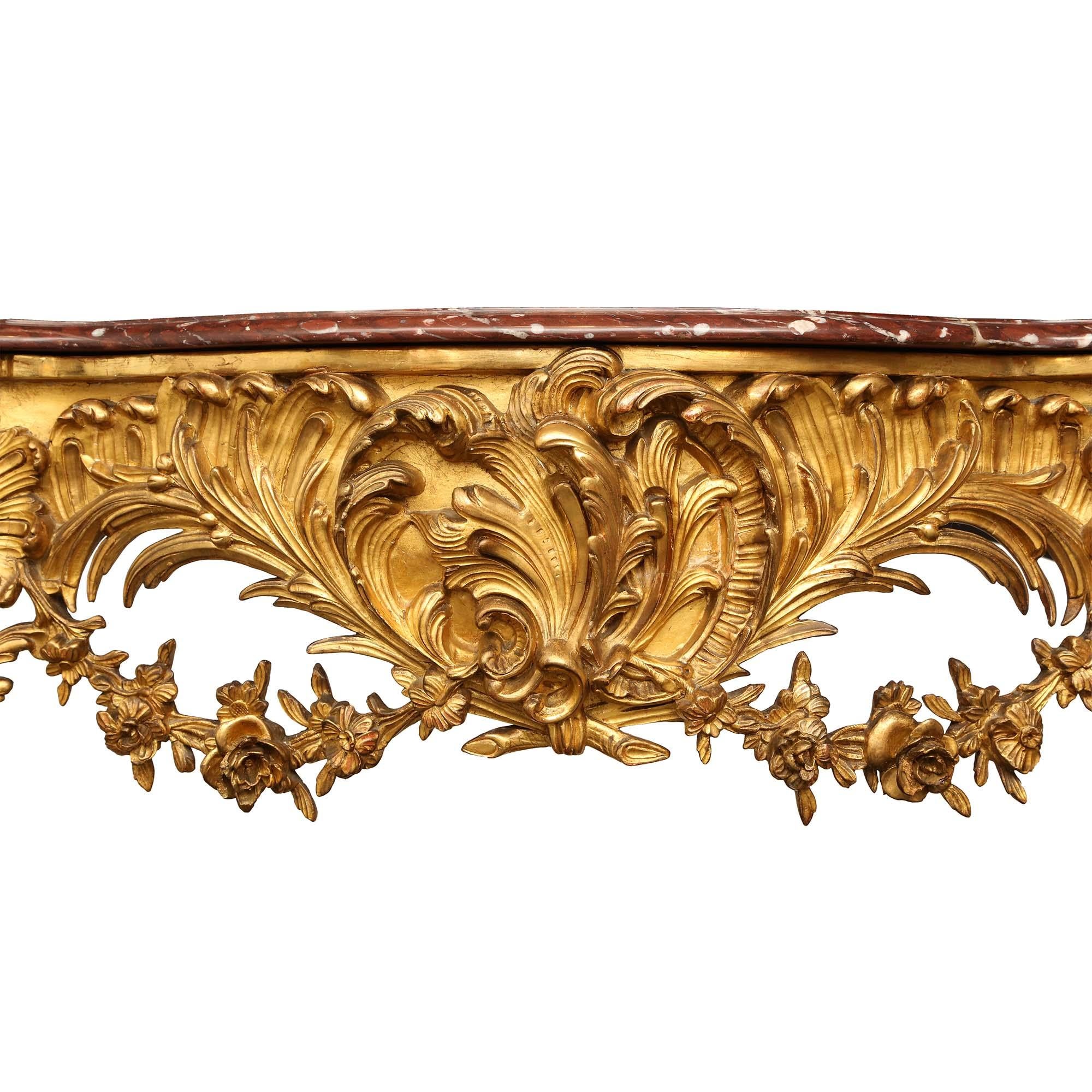French 19th Century Louis XV St. Giltwood Console with the Original ...